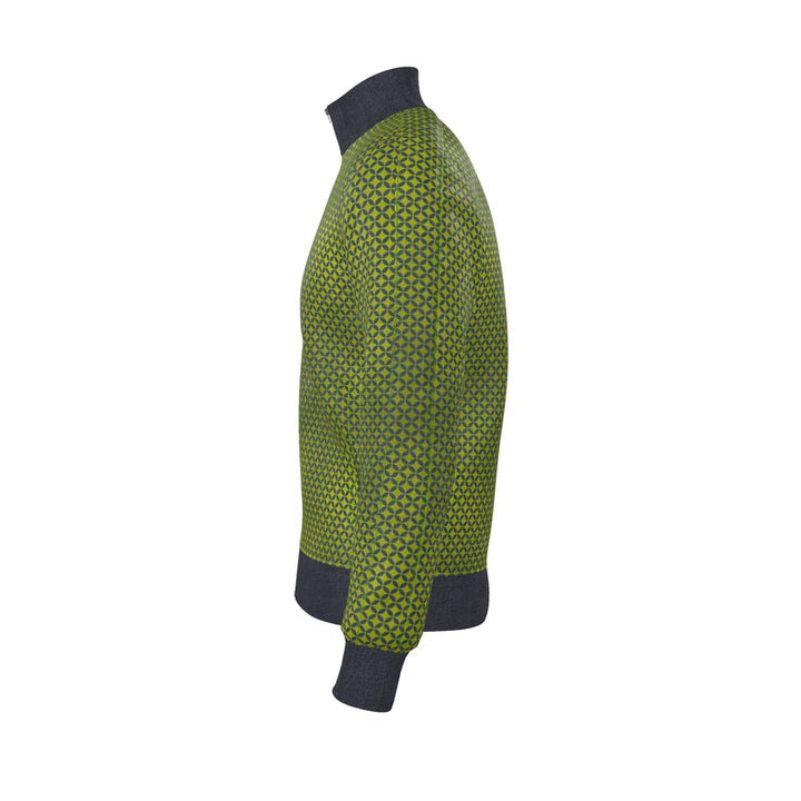 Olive Geometric Zip-Up Jacket - Rizzlly