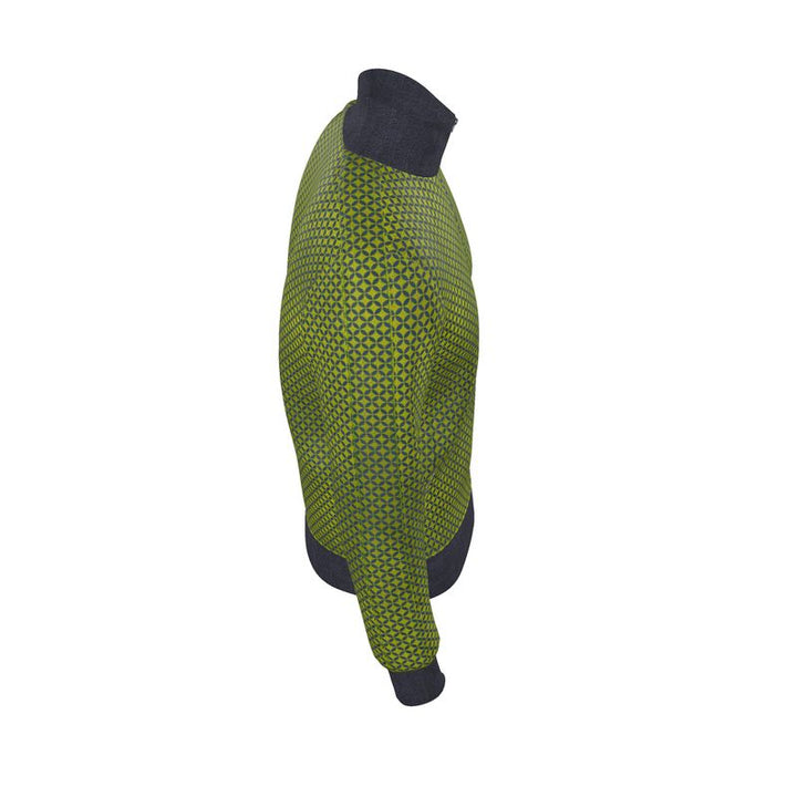 Olive Geometric Zip-Up Jacket - Rizzlly