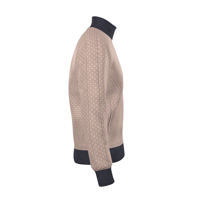 Beige Geometric Zip-Up Jacket - Rizzlly