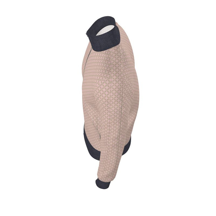 Beige Geometric Zip-Up Jacket - Rizzlly