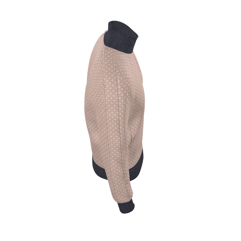 Beige Geometric Zip-Up Jacket - Rizzlly