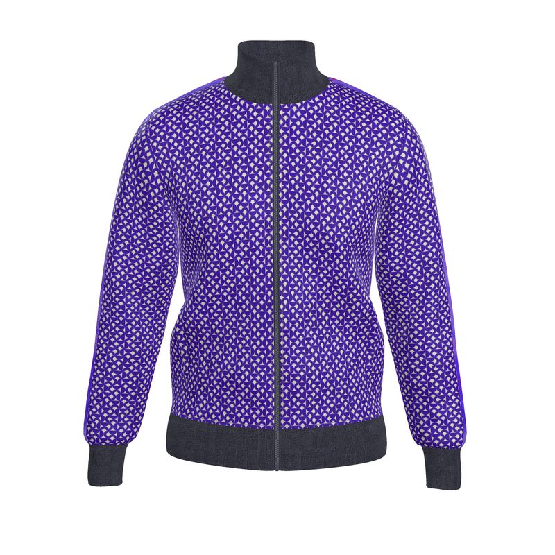 Purple Geometric Pattern Zip-Up Jacket - Rizzlly