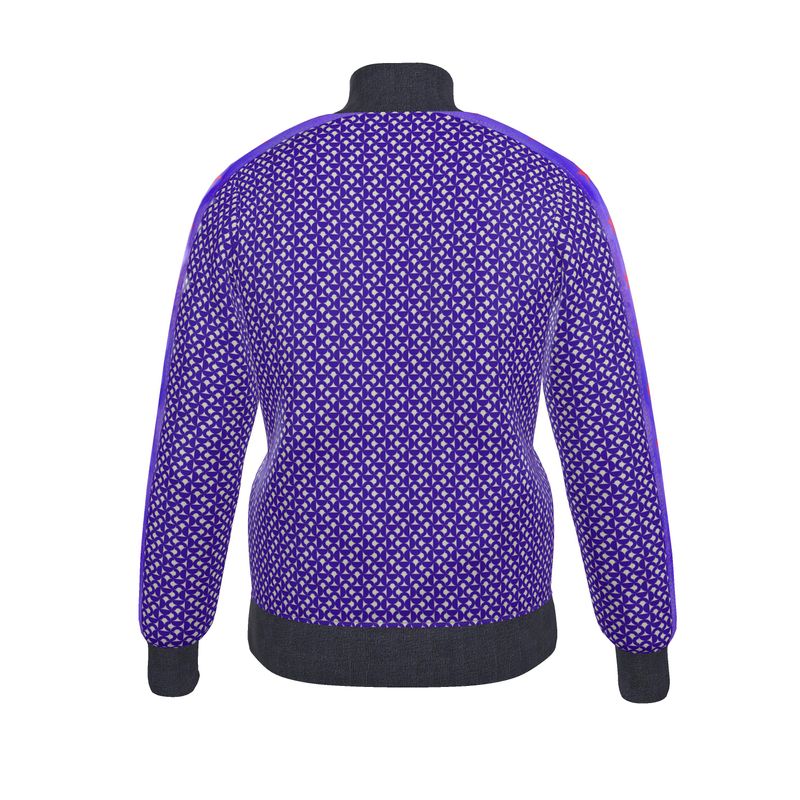 Purple Geometric Pattern Zip-Up Jacket - Rizzlly
