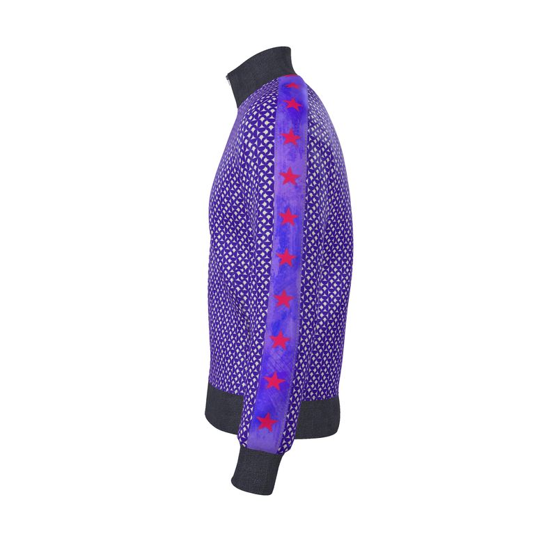 Purple Geometric Pattern Zip-Up Jacket - Rizzlly