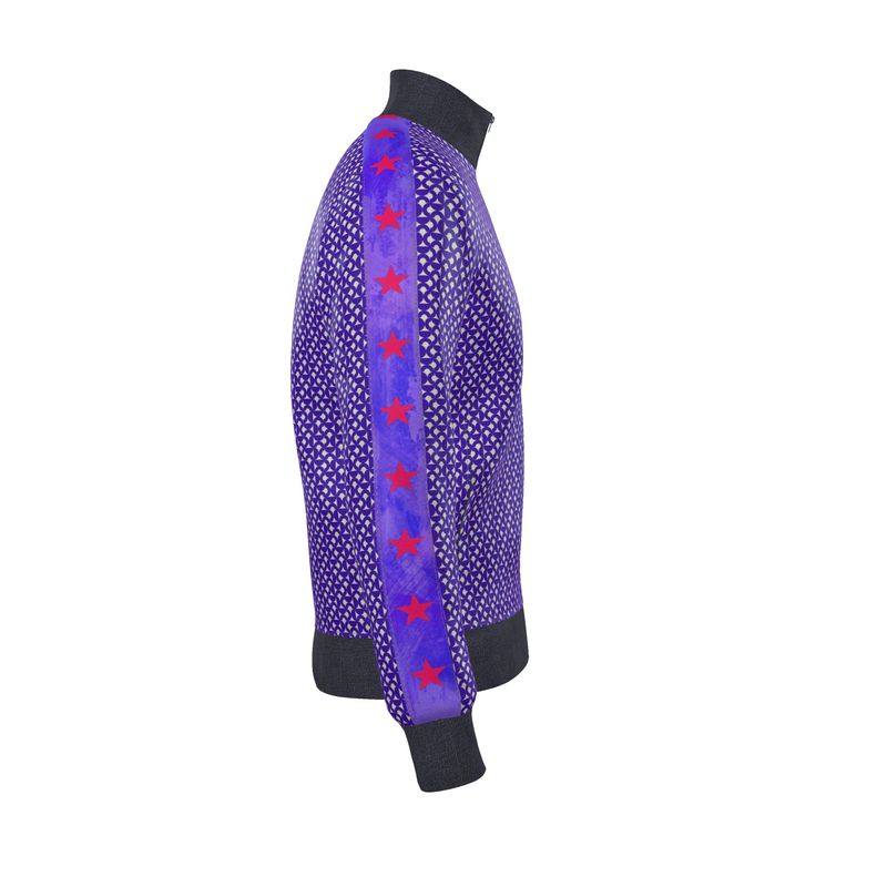 Purple Geometric Pattern Zip-Up Jacket - Rizzlly