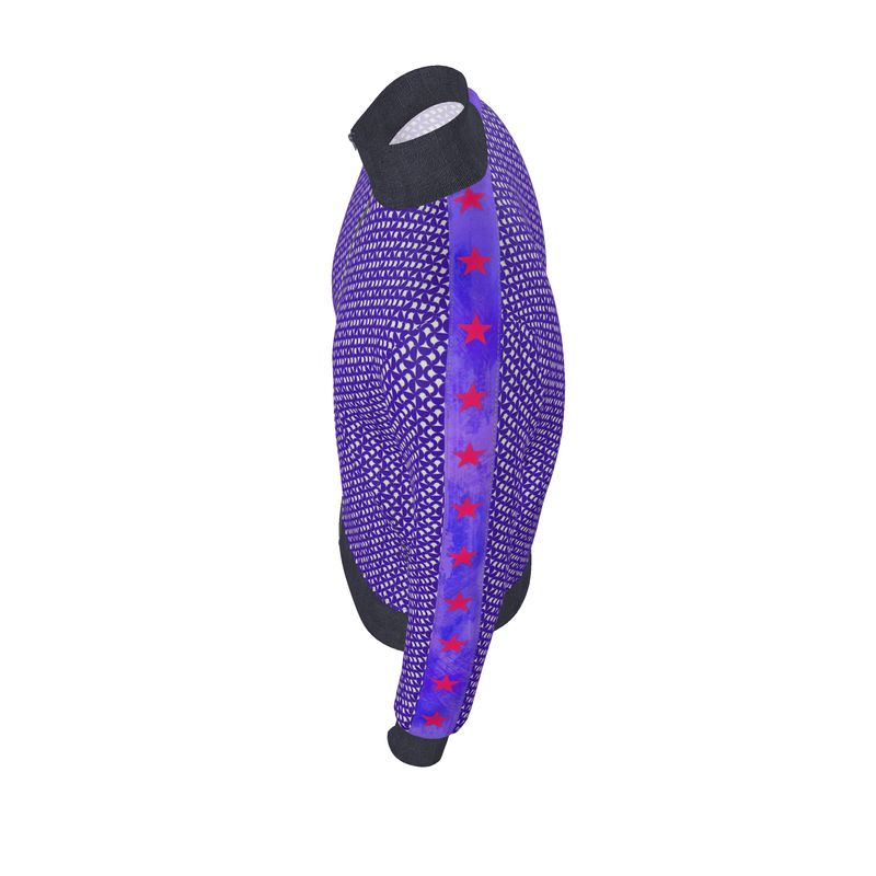 Purple Geometric Pattern Zip-Up Jacket - Rizzlly
