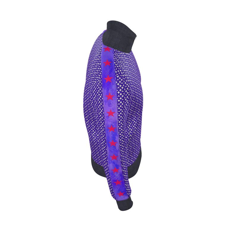 Purple Geometric Pattern Zip-Up Jacket - Rizzlly