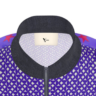 Purple Geometric Pattern Zip-Up Jacket