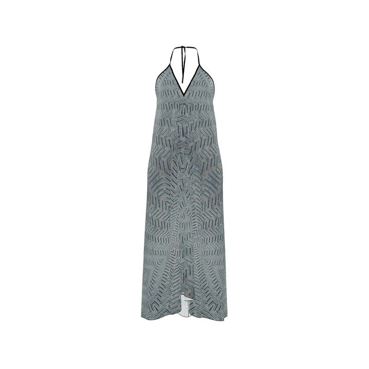 Linear Chic Ocean Halterneck Backless Dress