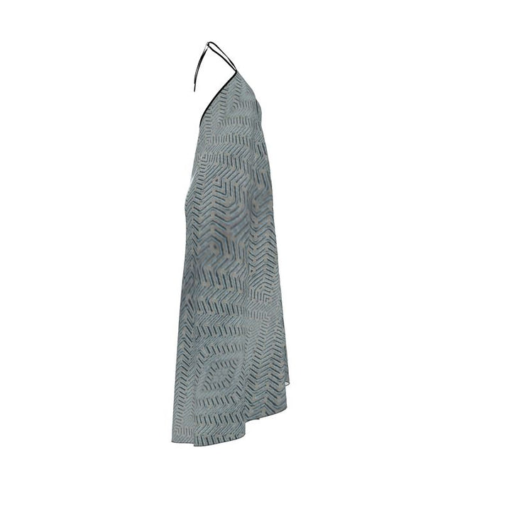 Linear Chic Ocean Halterneck Backless Dress