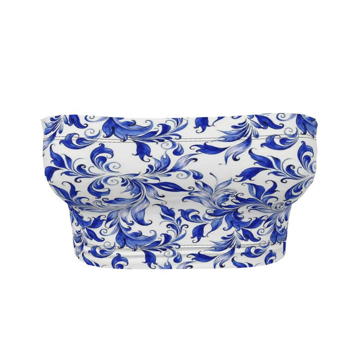 Blue Baroque Paisley Bandeau Boob Tube – Rizzlly