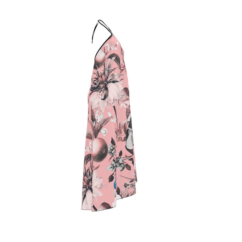 Floral Pink Halterneck Backless Dress – Rizzlly