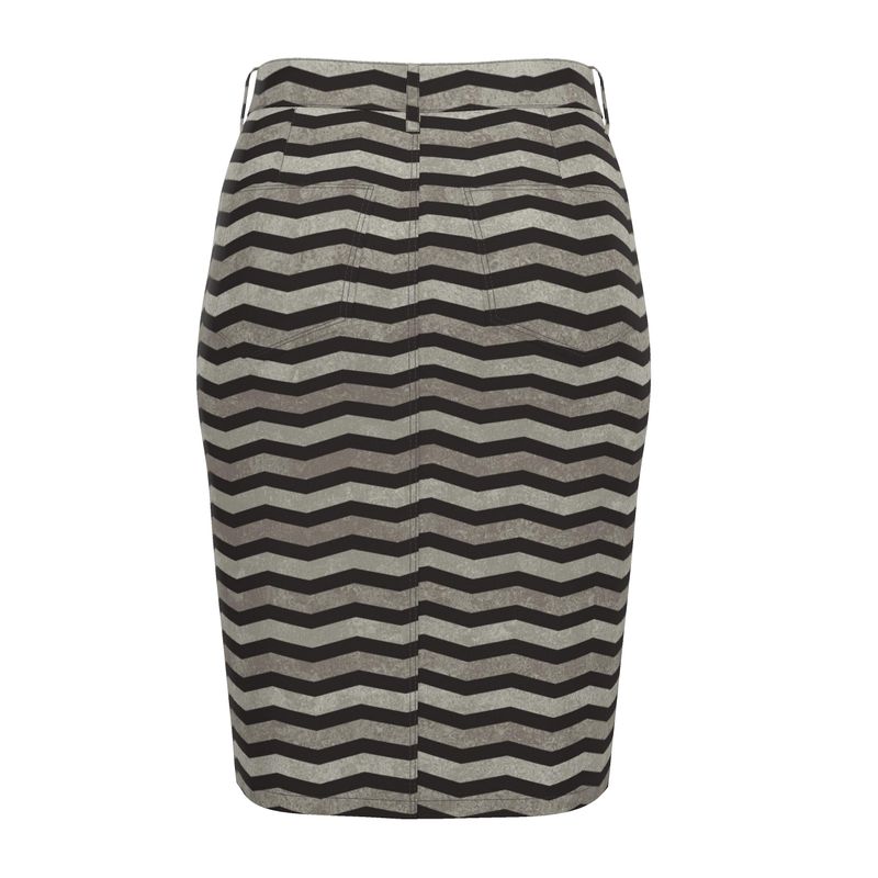 Chevron Denim Midi Skirt – Rizzlly