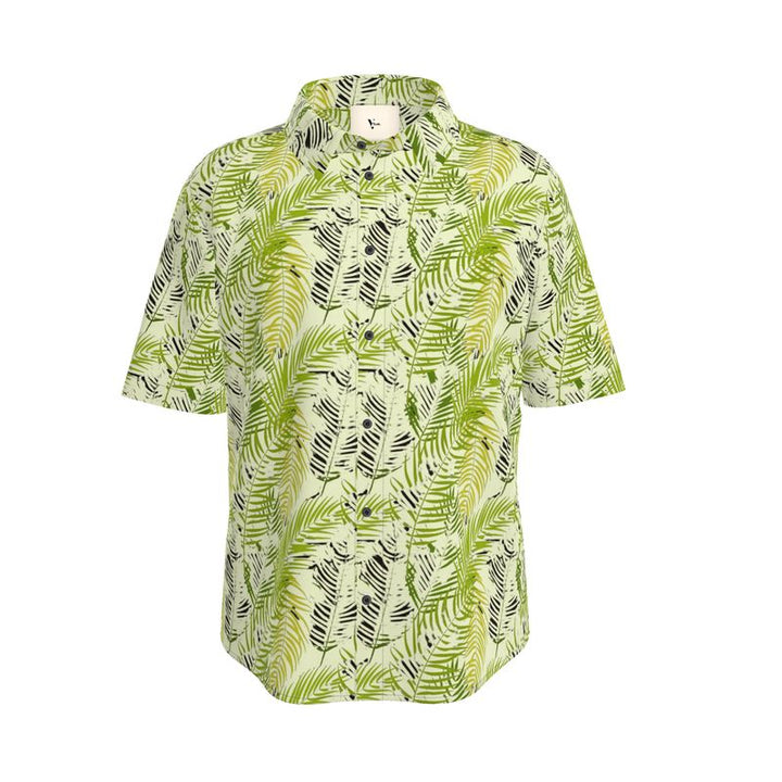 Men’s Short Sleeve Shirt – “Palm Code” in Neon Fern