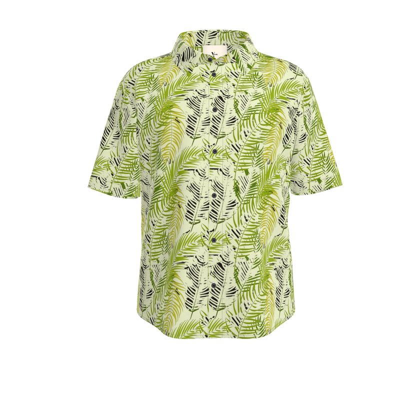 Men’s Short Sleeve Shirt – “Palm Code” in Neon Fern