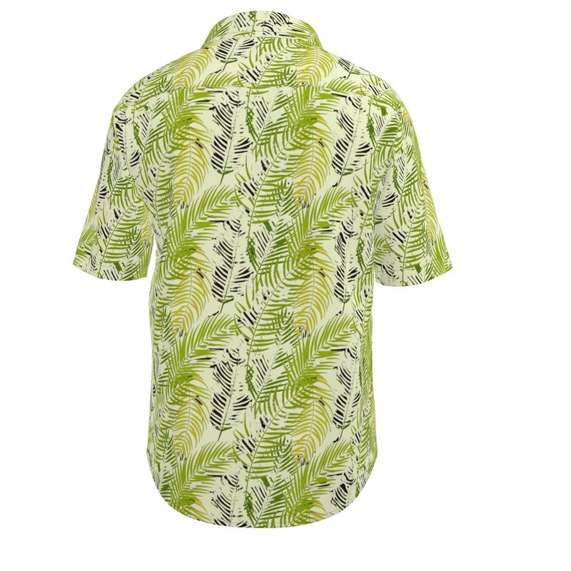 Men’s Short Sleeve Shirt – “Palm Code” in Neon Fern