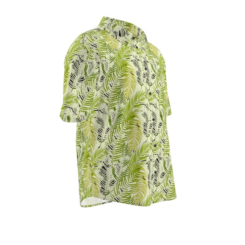 Men’s Short Sleeve Shirt – “Palm Code” in Neon Fern