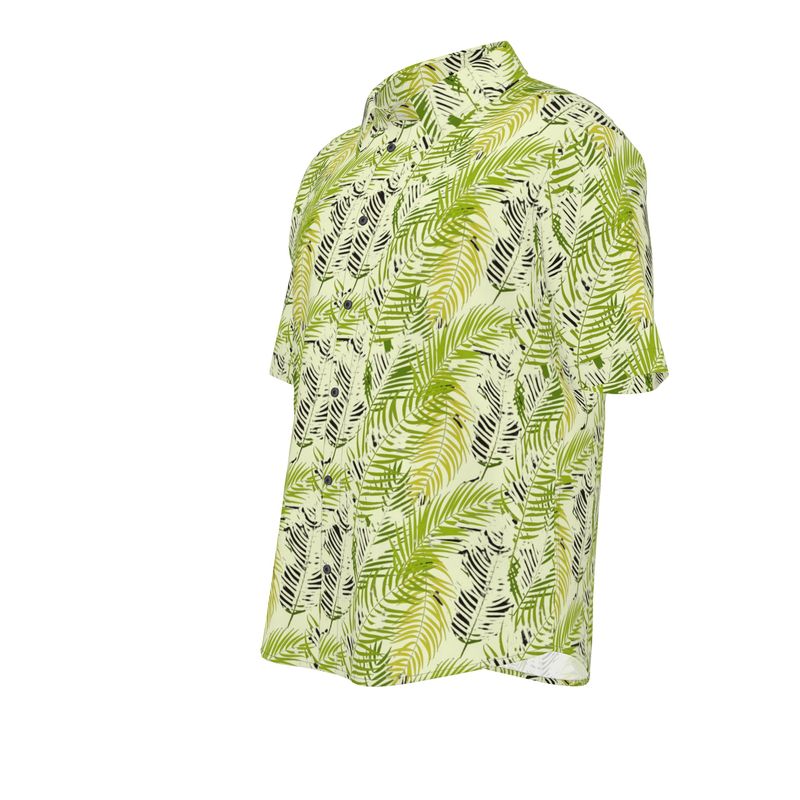 Men’s Short Sleeve Shirt – “Palm Code” in Neon Fern