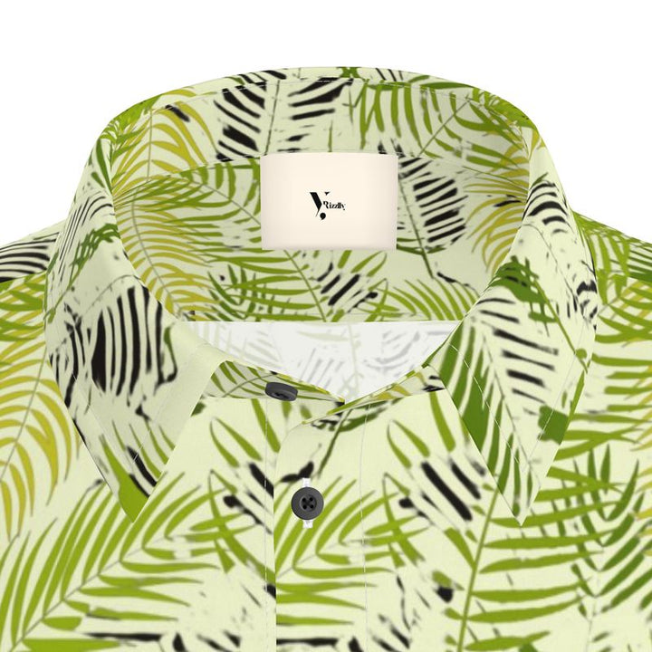 Men’s Short Sleeve Shirt – “Palm Code” in Neon Fern
