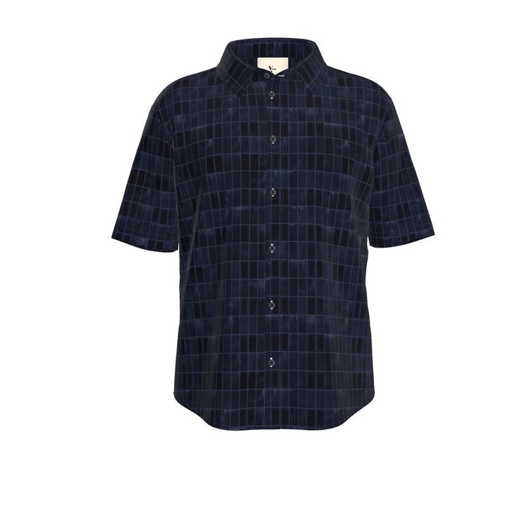Men’s Short Sleeve Shirt – “Darkwave Grid” in Deep Navy