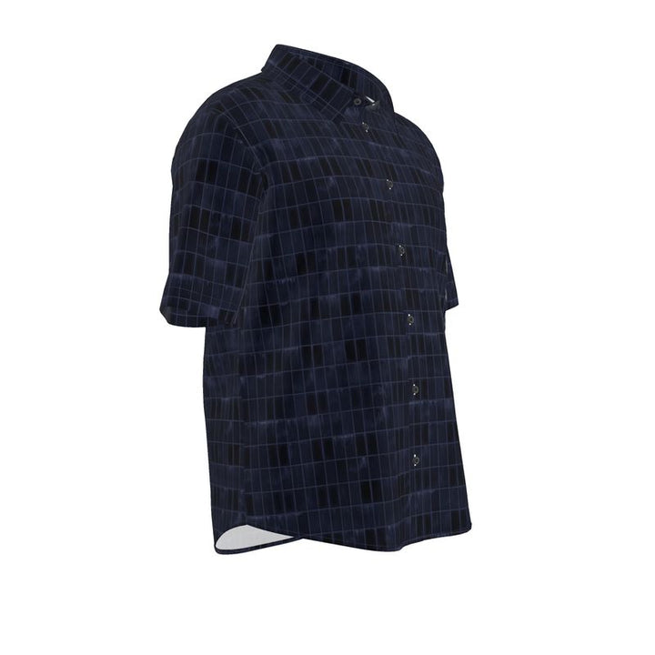 Men’s Short Sleeve Shirt – “Darkwave Grid” in Deep Navy