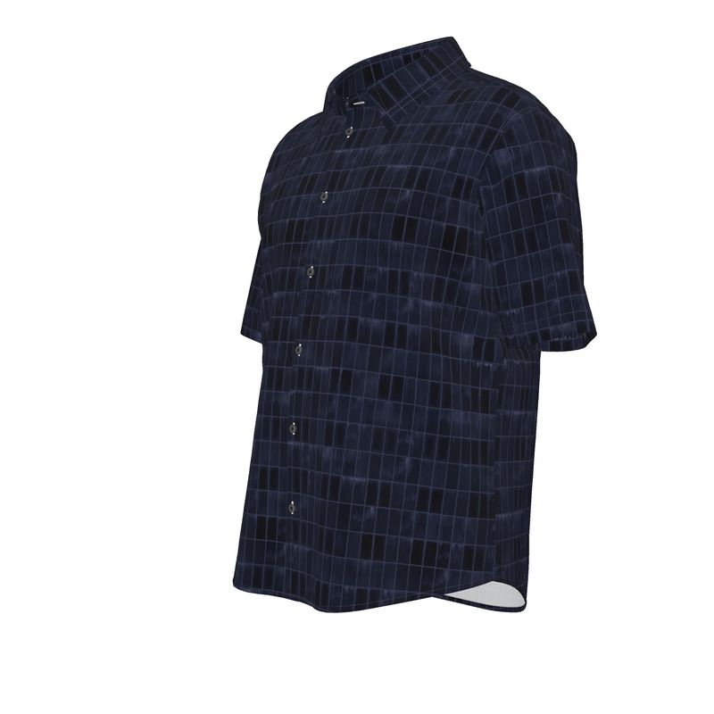 Men’s Short Sleeve Shirt – “Darkwave Grid” in Deep Navy