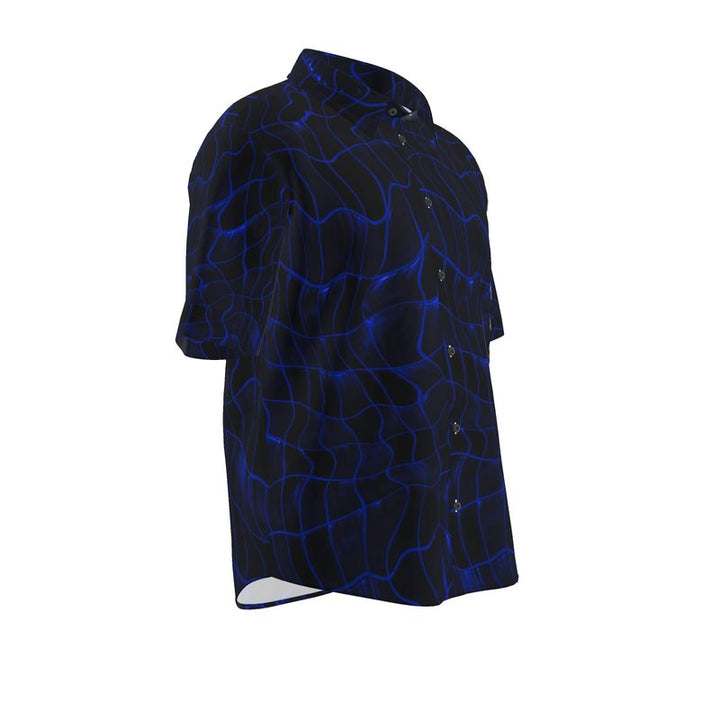 Men’s Short Sleeve Shirt – “Electric Flow” in Deep Blue Grid