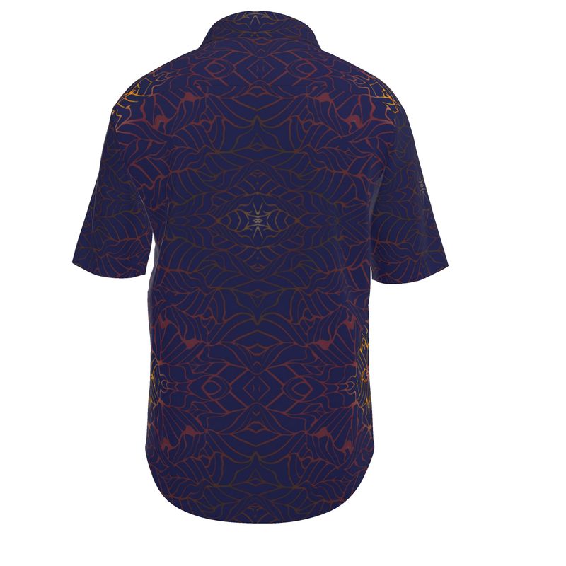 Men’s Short Sleeve Shirt – “Midnight Cipher” in Navy & Red