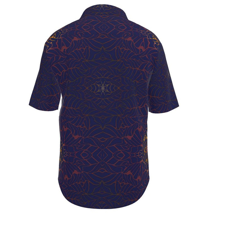Men’s Short Sleeve Shirt – “Midnight Cipher” in Navy & Red