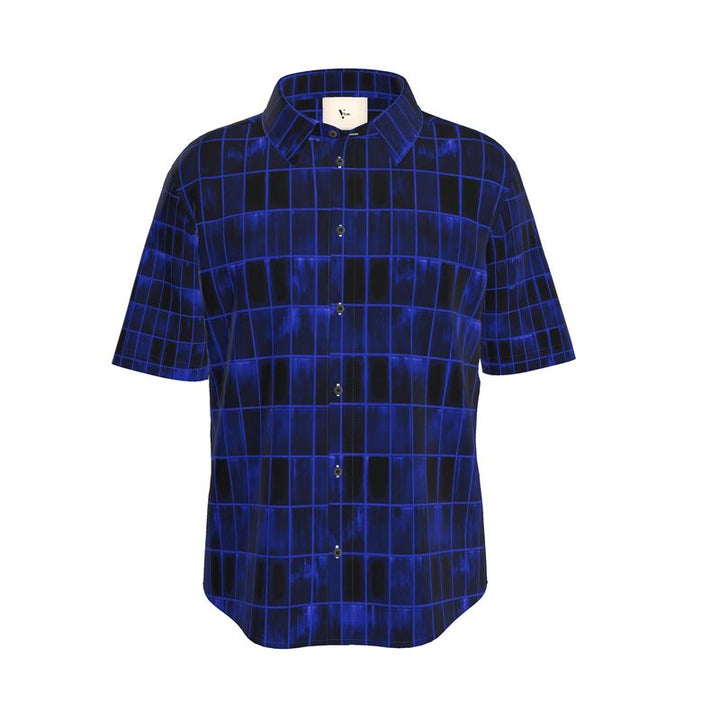 Men’s Short Sleeve Shirt – “Electric Grid” in Cobalt Blue