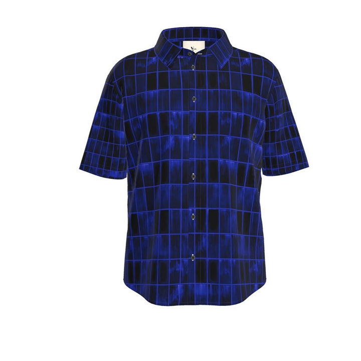 Men’s Short Sleeve Shirt – “Electric Grid” in Cobalt Blue