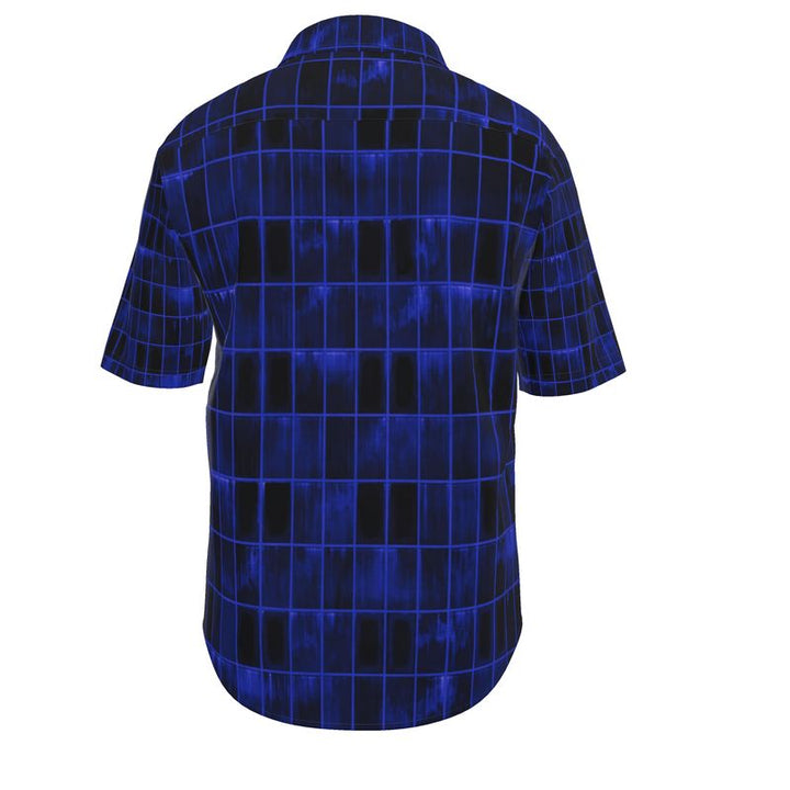 Men’s Short Sleeve Shirt – “Electric Grid” in Cobalt Blue