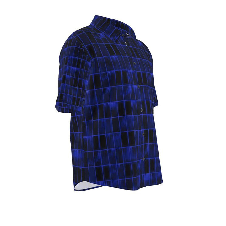 Men’s Short Sleeve Shirt – “Electric Grid” in Cobalt Blue