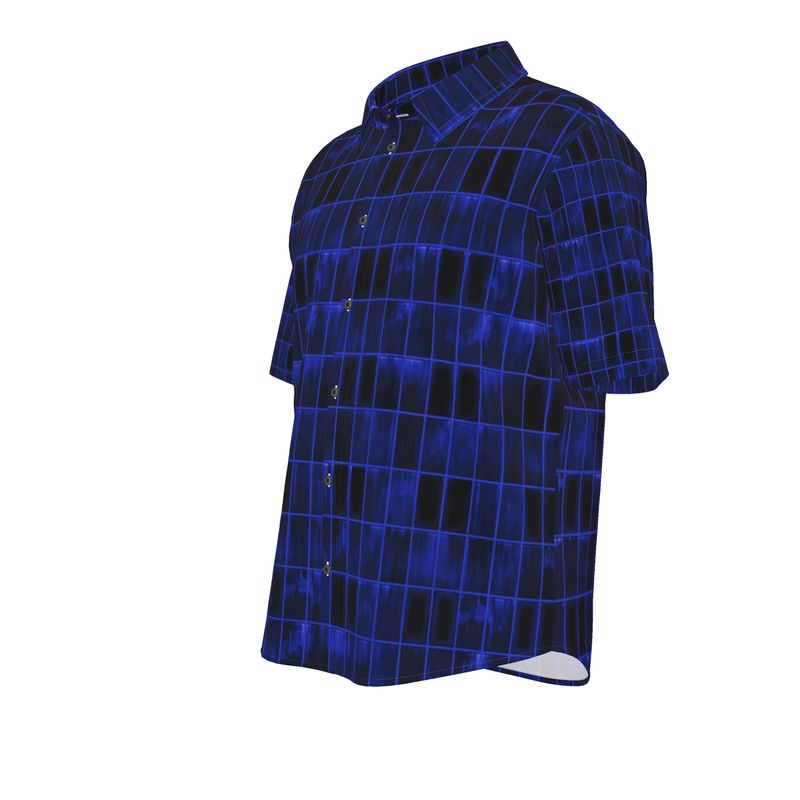 Men’s Short Sleeve Shirt – “Electric Grid” in Cobalt Blue