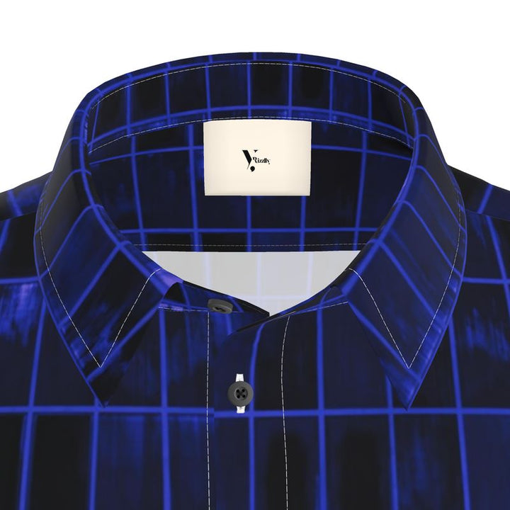 Men’s Short Sleeve Shirt – “Electric Grid” in Cobalt Blue