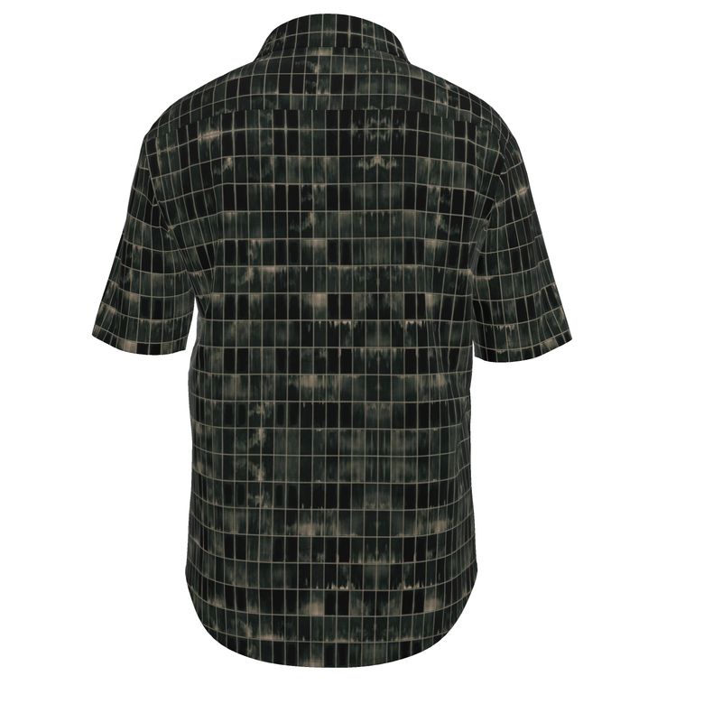 Men’s Short Sleeve Shirt – “Gridlock Nights” in Black Moss