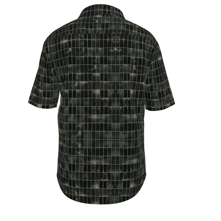 Men’s Short Sleeve Shirt – “Gridlock Nights” in Black Moss