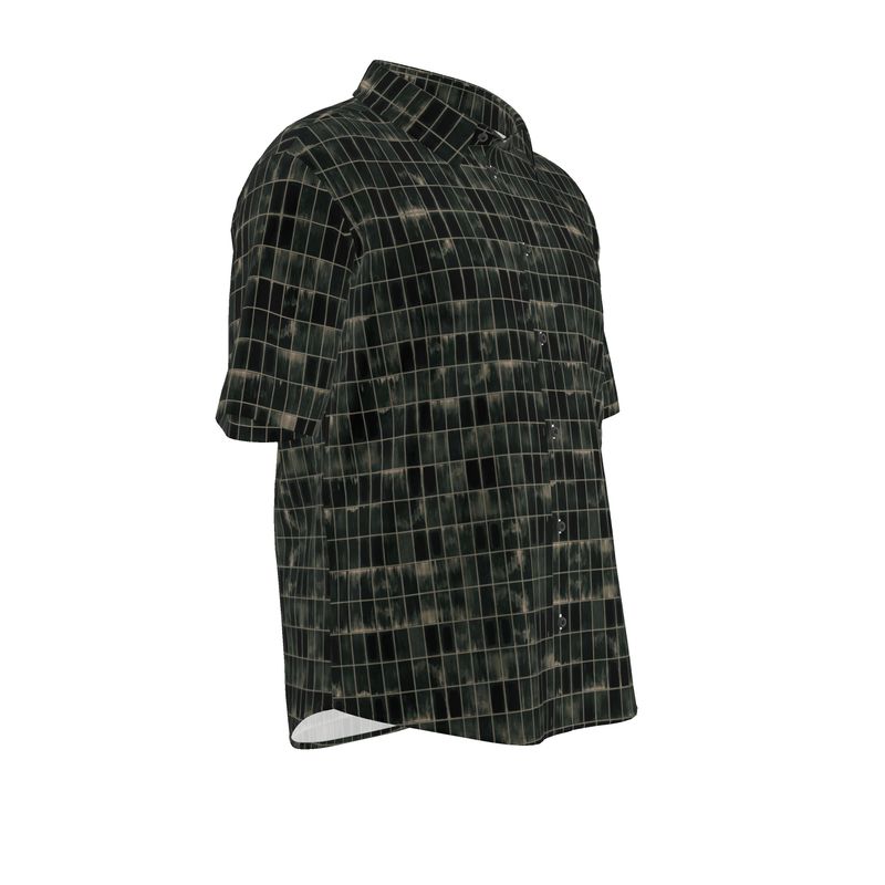 Men’s Short Sleeve Shirt – “Gridlock Nights” in Black Moss
