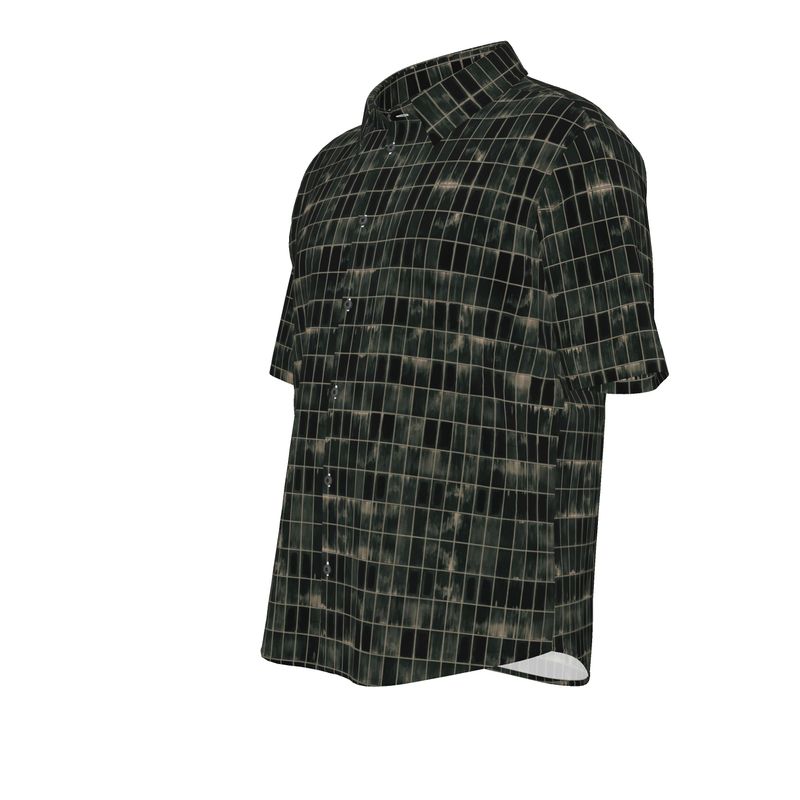 Men’s Short Sleeve Shirt – “Gridlock Nights” in Black Moss