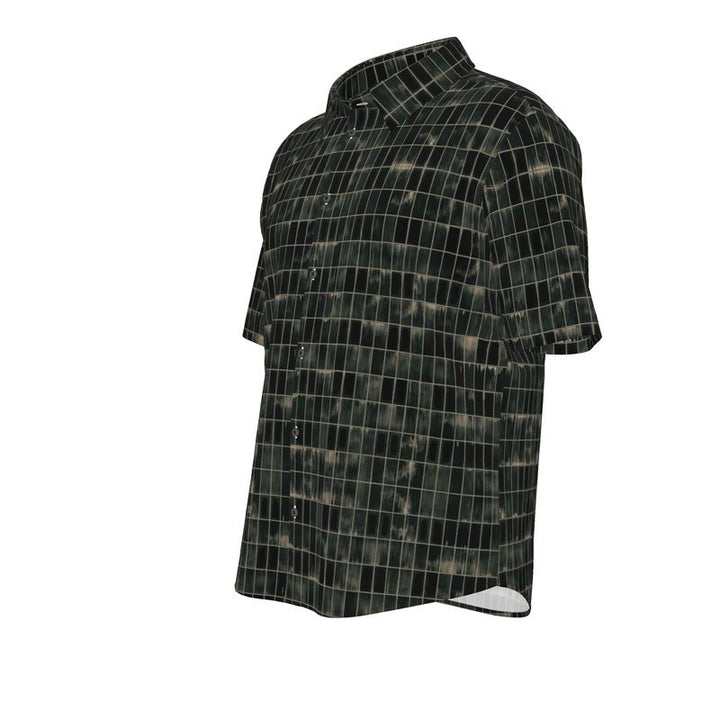 Men’s Short Sleeve Shirt – “Gridlock Nights” in Black Moss