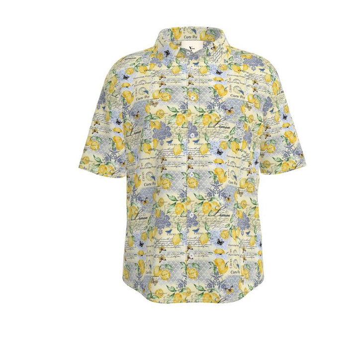 Men’s Short Sleeve Shirt – “Limoncello Postcards” in Amalfi Yellow