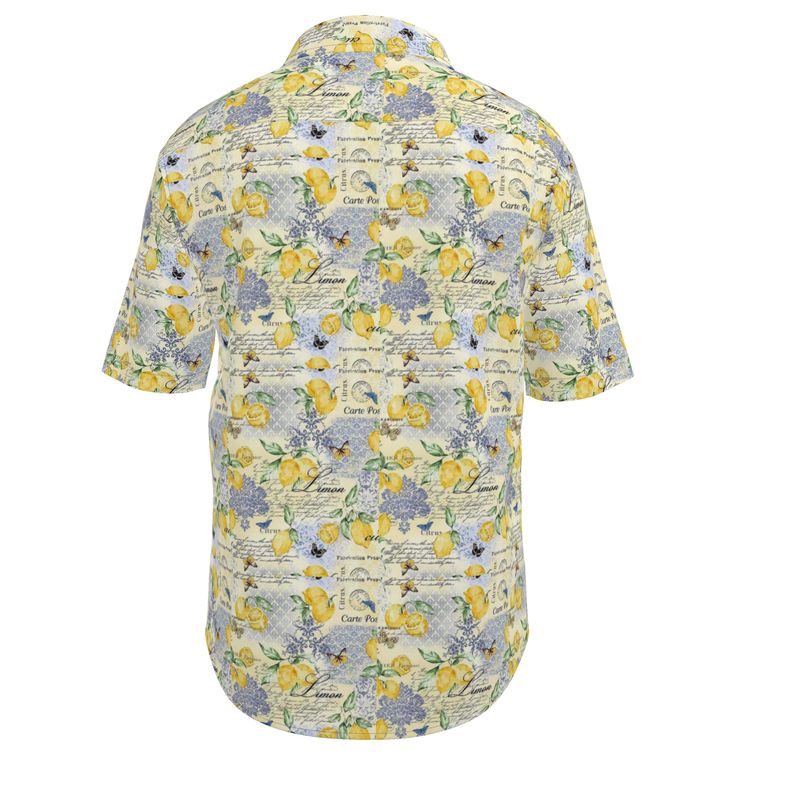 Men’s Short Sleeve Shirt – “Limoncello Postcards” in Amalfi Yellow