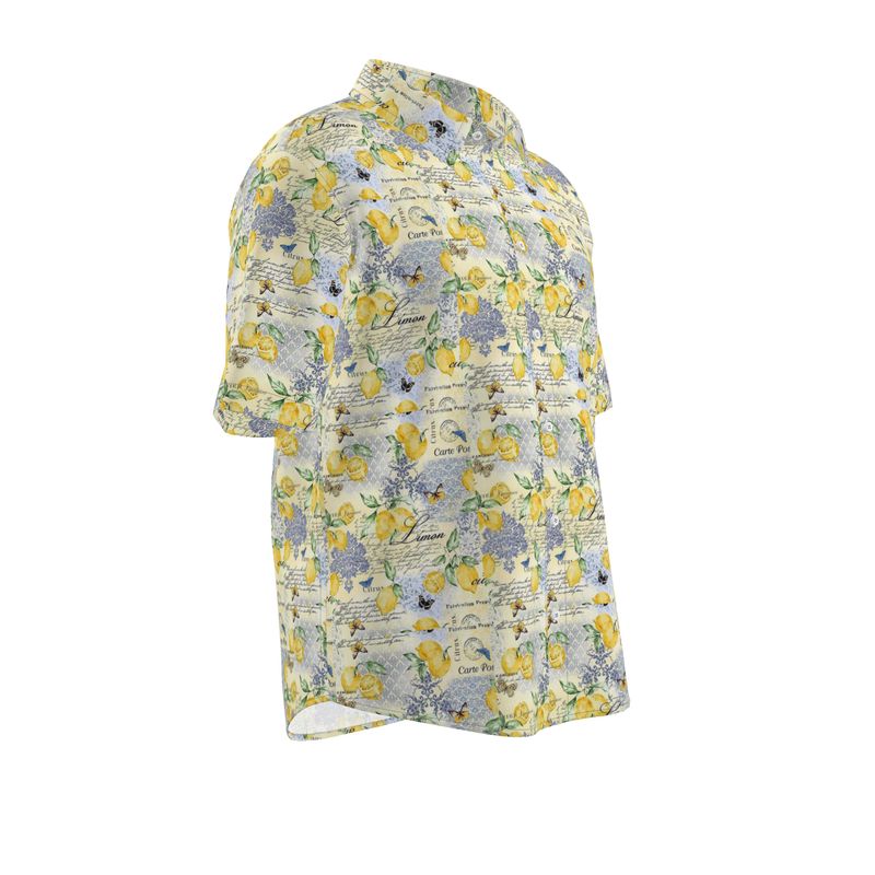 Men’s Short Sleeve Shirt – “Limoncello Postcards” in Amalfi Yellow