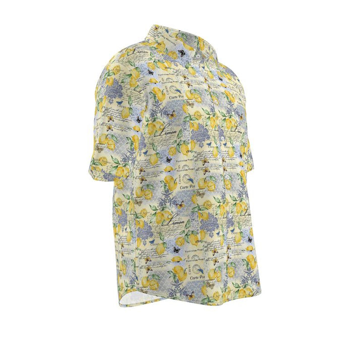 Men’s Short Sleeve Shirt – “Limoncello Postcards” in Amalfi Yellow
