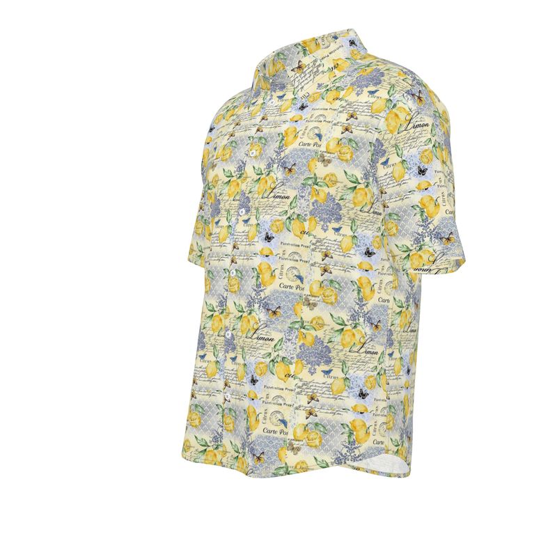 Men’s Short Sleeve Shirt – “Limoncello Postcards” in Amalfi Yellow