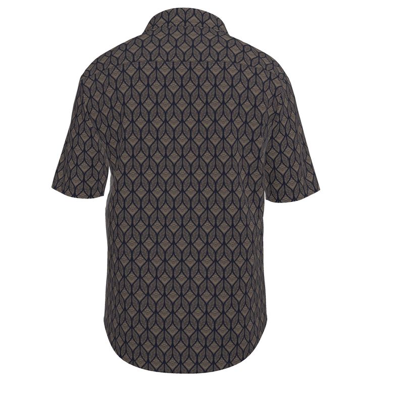 Men’s Short Sleeve Shirt – “Gridlock Vision” in Taupe Navy