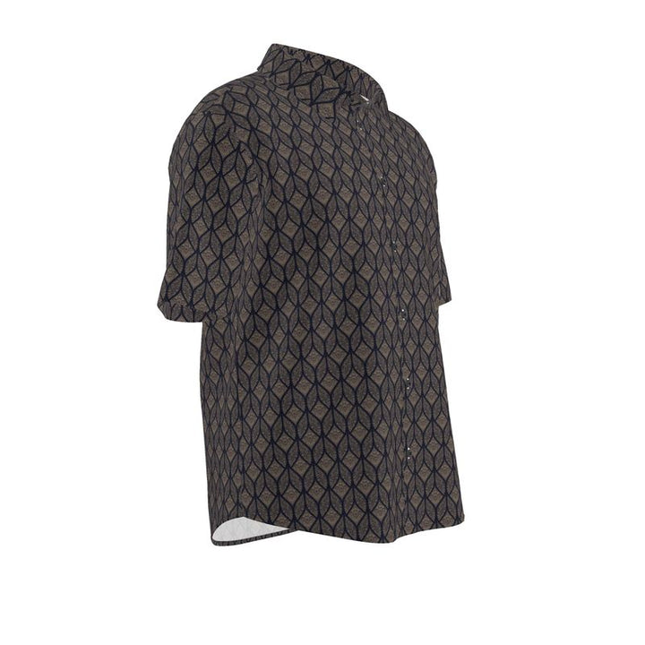 Men’s Short Sleeve Shirt – “Gridlock Vision” in Taupe Navy