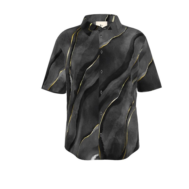 Men’s Short Sleeve Shirt – “Midnight Marble” in Smoked Charcoal