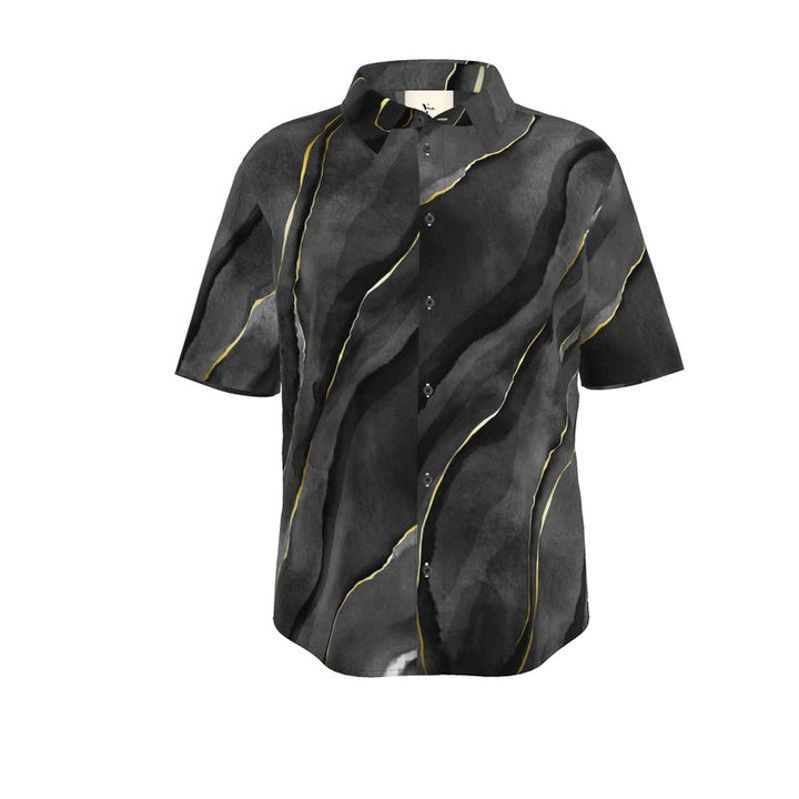 Men’s Short Sleeve Shirt – “Midnight Marble” in Smoked Charcoal