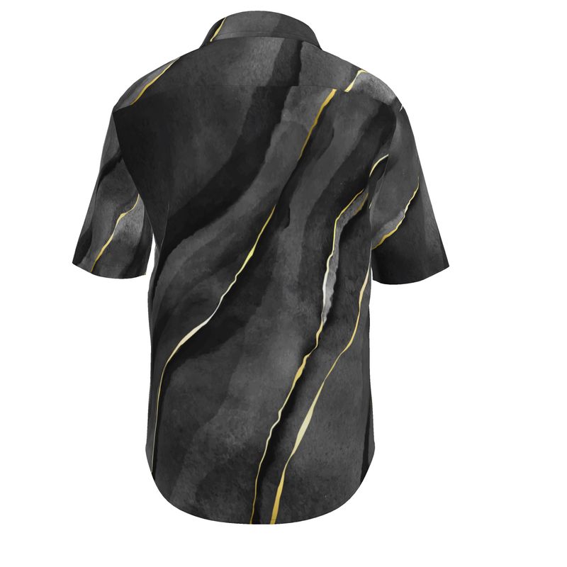 Men’s Short Sleeve Shirt – “Midnight Marble” in Smoked Charcoal